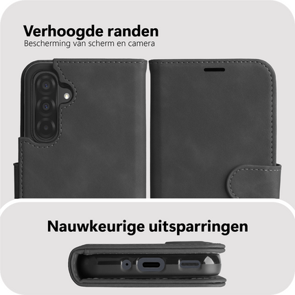 PrimeWallet SnapOn Case - Samsung Galaxy A57 - Detachable PU leather Wallet Case - (compatible with MagSafe) - Black