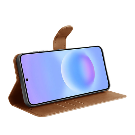 PrimeWallet Case - Samsung Galaxy A57 - PU leather Wallet Case - Brown