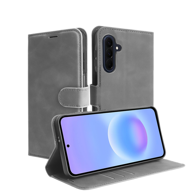PrimeWallet Case - Samsung Galaxy A57 - PU leather Wallet Case - Grey