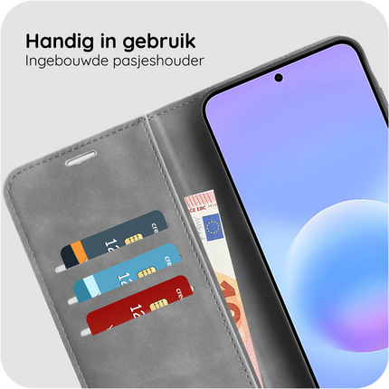 PrimeWallet Case - Samsung Galaxy A57 - PU leather Wallet Case - Grey