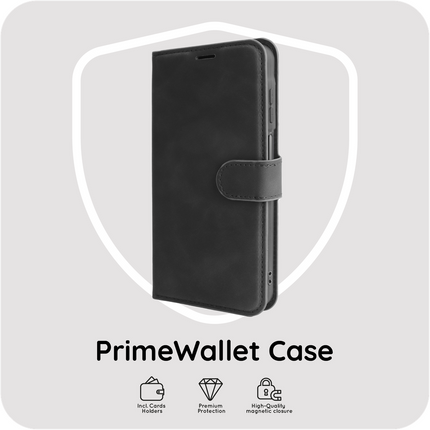 PrimeWallet Case - Samsung Galaxy A57 - PU leather Wallet Case - Black