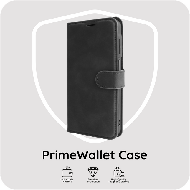 PrimeWallet Case - Samsung Galaxy A57 - PU leather Wallet Case - Black