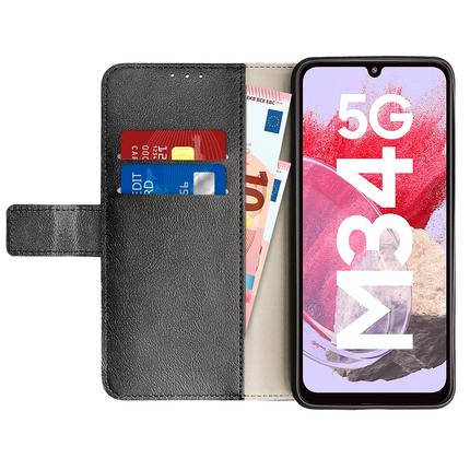 Classic Wallet Case - Samsung Galaxy M34 - PU leather Book Case - Black