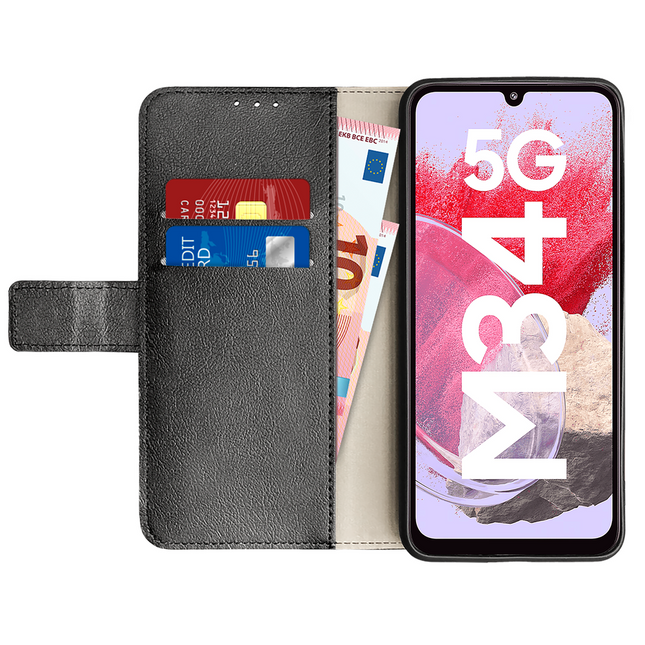 Classic Wallet Case - Samsung Galaxy M34 - PU leather Book Case - Black