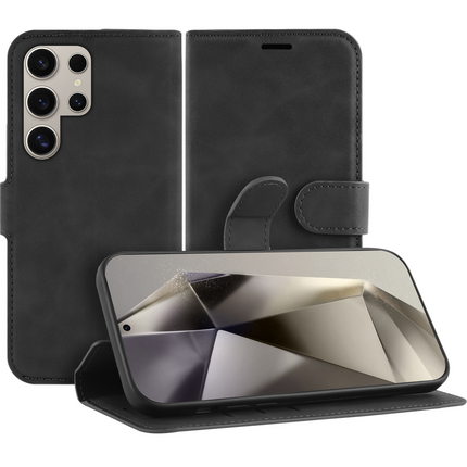 PrimeWallet Case - Samsung Galaxy S24 Ultra - PU leather Wallet Case - Black