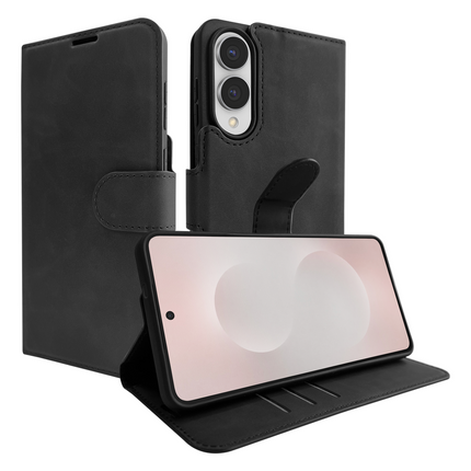 PrimeWallet Case - Samsung Galaxy S25 Edge - PU leather Wallet Case - Black