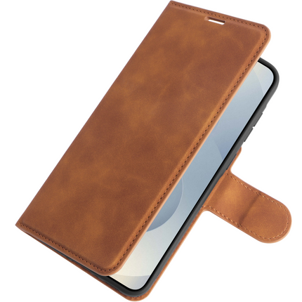 PrimeWallet Case - Samsung Galaxy S25 - PU leather Wallet Case - Brown