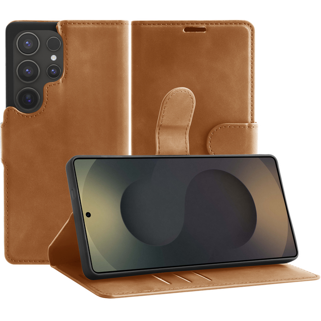 PrimeWallet Case - Samsung Galaxy S25 Ultra - PU leather Wallet Case - Brown