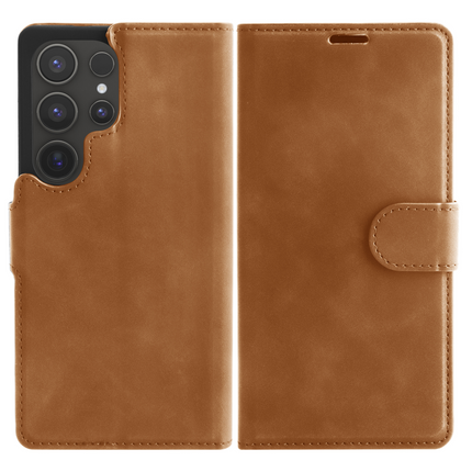 PrimeWallet Case - Samsung Galaxy S25 Ultra - PU leather Wallet Case - Brown