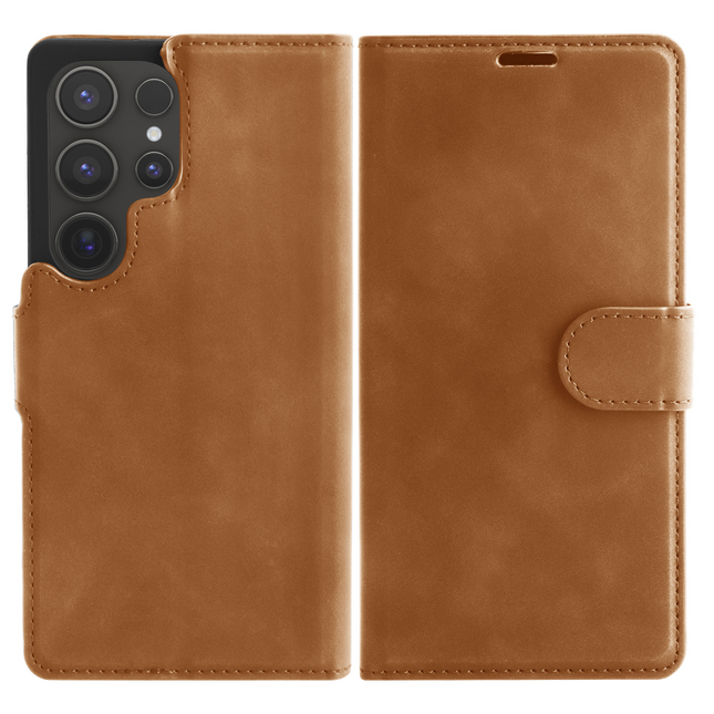 PrimeWallet Case - Samsung Galaxy S25 Ultra - PU leather Wallet Case - Brown