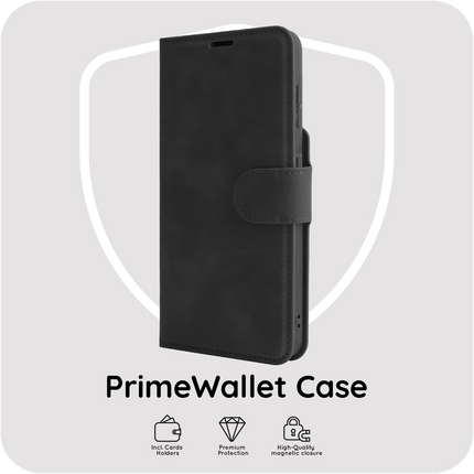 PrimeWallet Case - Samsung Galaxy S26 FE - PU leather Wallet Case - Black
