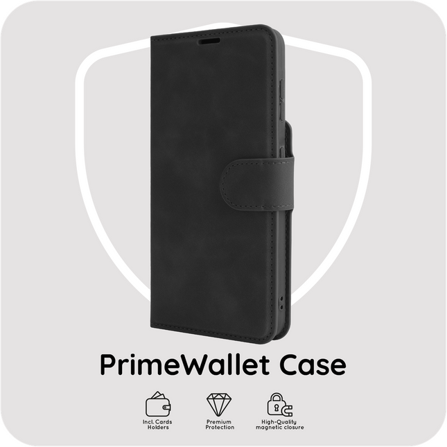PrimeWallet Case - Samsung Galaxy S26 FE - PU leather Wallet Case - Black