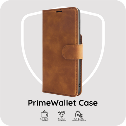 PrimeWallet Case - Samsung Galaxy S26 - PU leather Wallet Case - Brown