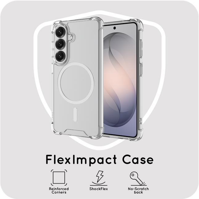 FlexImpact Case - Samsung Galaxy S26 - Reinforced TPU Back Cover - (compatible with MagSafe) - Clear