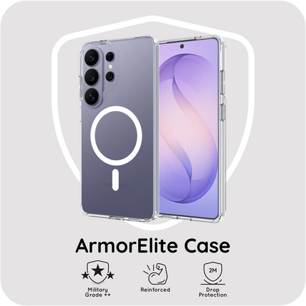 ArmorElite Case - Samsung Galaxy S26 Ultra - Military Grade Back Cover - (compatible with MagSafe) - Clear