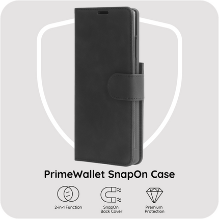 PrimeWallet SnapOn Case - Samsung Galaxy S26 Ultra - Detachable PU leather Wallet Case - (compatible with MagSafe) - Black