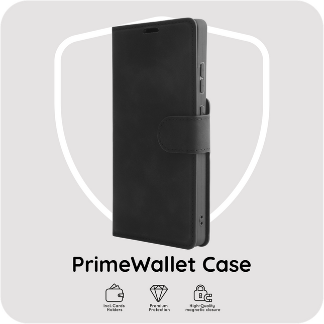 PrimeWallet Case - Samsung Galaxy S26 Ultra - PU leather Wallet Case - Black