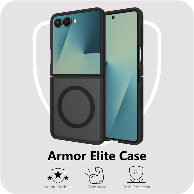 ArmorElite Case - Samsung Galaxy Z Flip7 - Military Grade Back Cover - (compatible with MagSafe) - Black
