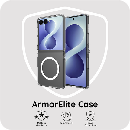 ArmorElite Case - Samsung Galaxy Z Flip8 - Military Grade Back Cover - (compatible with MagSafe) - Clear