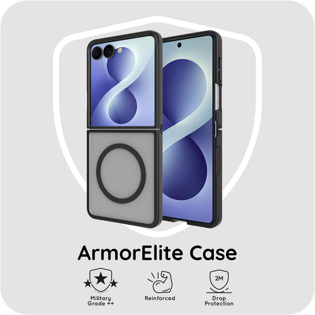 ArmorElite Case - Samsung Galaxy Z Flip8 - Military Grade Back Cover - (compatible with MagSafe) - Black