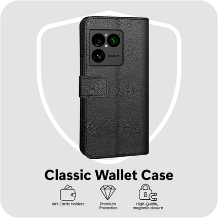 Classic Wallet Case - Sony Xperia 1 VIII - PU leather Book Case - Black