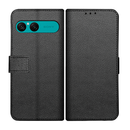 Classic Wallet Case - Sony Xperia 10 VIII / VII - PU leather Book Case - Black