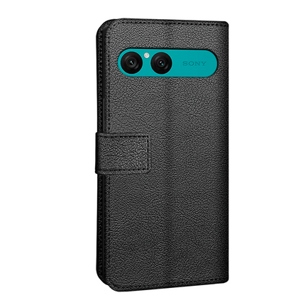 Classic Wallet Case - Sony Xperia 10 VIII / VII - PU leather Book Case - Black