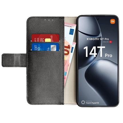 Classic Wallet Case - Xiaomi 14T Pro - PU leather Book Case - Black