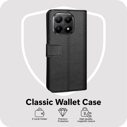 Classic Wallet Case - Xiaomi 15T - PU leather Book Case - Black