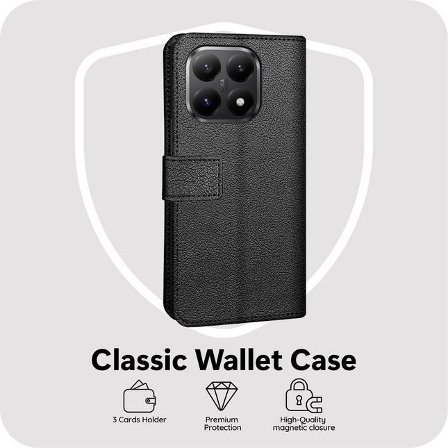 Classic Wallet Case - Xiaomi 15T - PU leather Book Case - Black