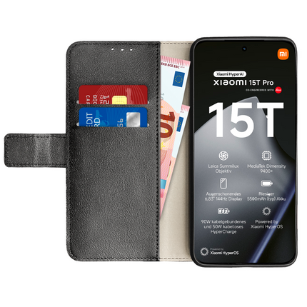 Classic Wallet Case - Xiaomi 15T Pro - PU leather Book Case - Black