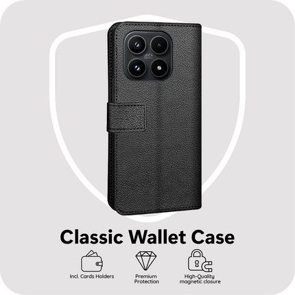 Classic Wallet Case - Xiaomi 17 - PU leather Book Case - Black