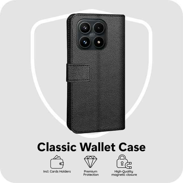 Classic Wallet Case - Xiaomi 17 - PU leather Book Case - Black