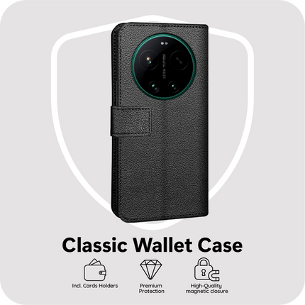 Classic Wallet Case - Xiaomi 17 Ultra - PU leather Book Case - Black