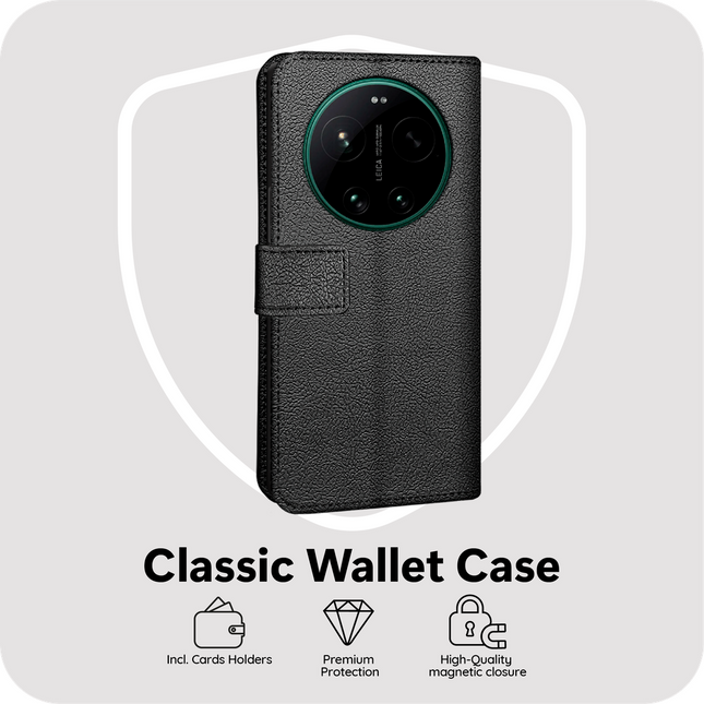 Classic Wallet Case - Xiaomi 17 Ultra - PU leather Book Case - Black