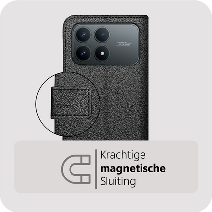 Classic Wallet Case - Xiaomi Poco F8 Pro - PU leather Book Case - Black