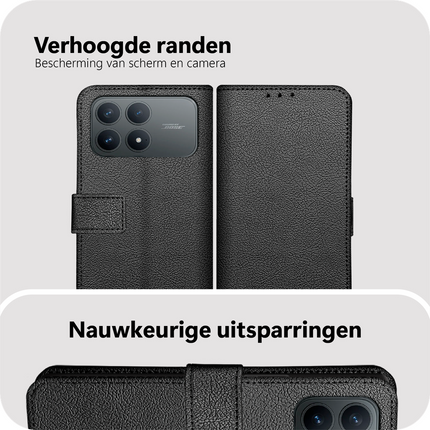 Classic Wallet Case - Xiaomi Poco F8 Pro - PU leather Book Case - Black