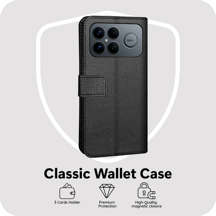 Classic Wallet Case - Xiaomi Poco F8 Ultra - PU leather Book Case - Black