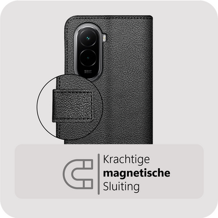 Classic Wallet Case - Xiaomi Poco M7 4G - PU leather Book Case - Black