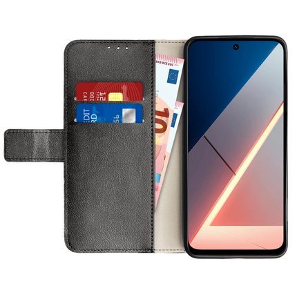 Classic Wallet Case - Xiaomi Poco M7 4G - PU leather Book Case - Black