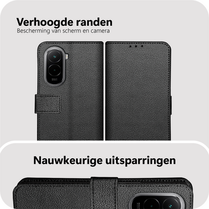 Classic Wallet Case - Xiaomi Poco M7 4G - PU leather Book Case - Black