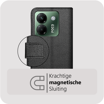 Classic Wallet Case - Xiaomi Poco M7 Pro - PU leather Book Case - Black