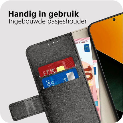 Classic Wallet Case - Xiaomi Poco M7 Pro - PU leather Book Case - Black