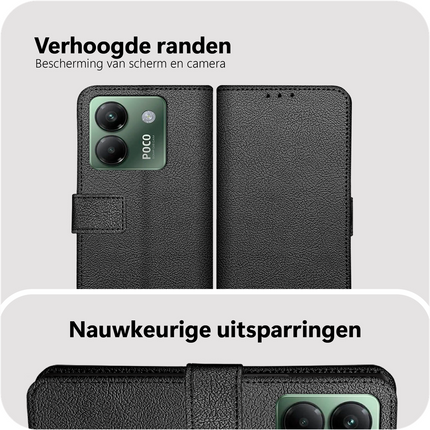Classic Wallet Case - Xiaomi Poco M7 Pro - PU leather Book Case - Black