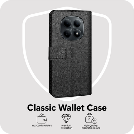 Classic Wallet Case - Xiaomi Poco M8 Pro (5G) - PU leather Book Case - Black