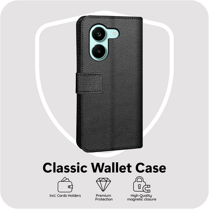 Classic Wallet Case - Xiaomi Poco X8 Pro - PU leather Book Case - Black