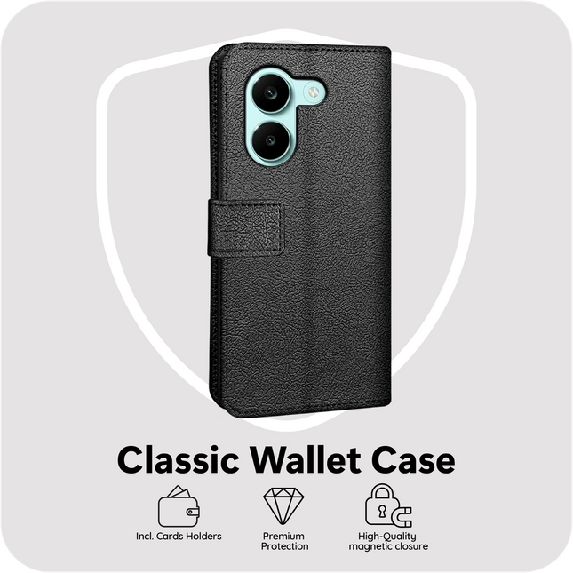 Classic Wallet Case - Xiaomi Poco X8 Pro - PU leather Book Case - Black