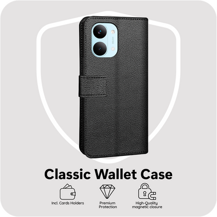 Classic Wallet Case - Xiaomi Poco X8 Pro Max - PU leather Book Case - Black