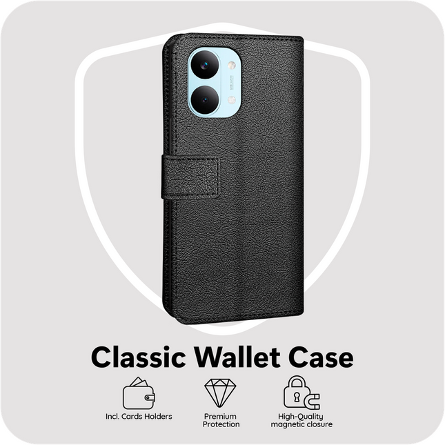 Classic Wallet Case - Xiaomi Poco X8 Pro Max - PU leather Book Case - Black
