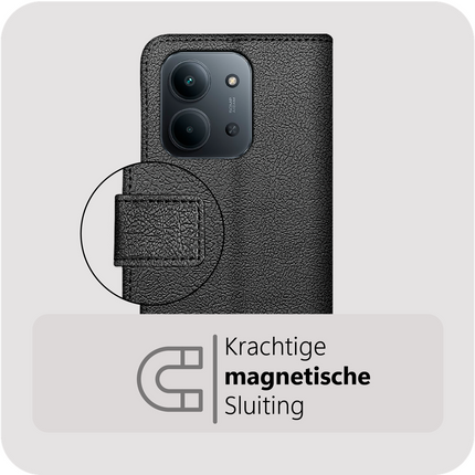 Classic Wallet Case - Xiaomi Redmi 15C - PU leather Book Case - Black
